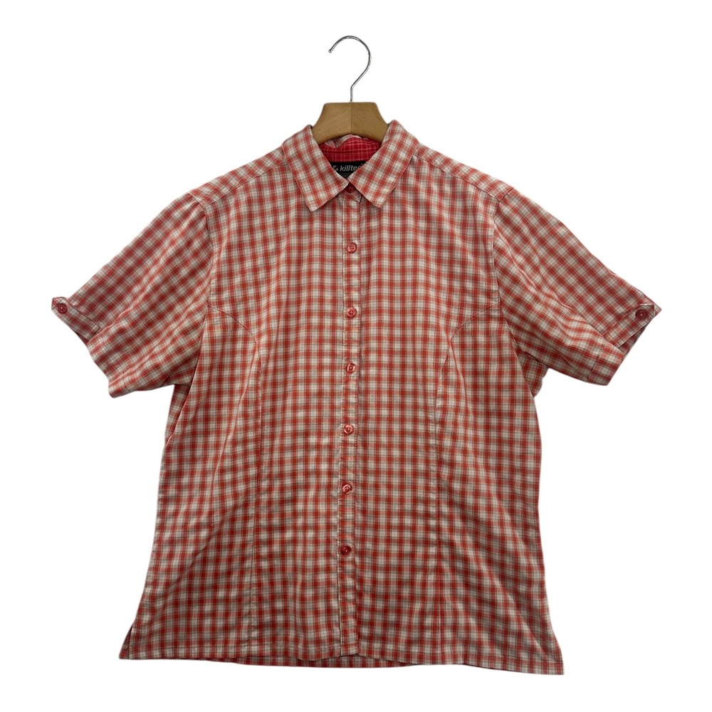 Killtec Women‎ Red Plaid Short Sleeve Button Up Shirt Outdoor Casual Size 12